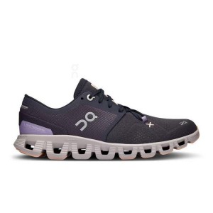 Black / Purple Women On Cloud Cloud X 3 Road Running Shoes | IE_ON9010