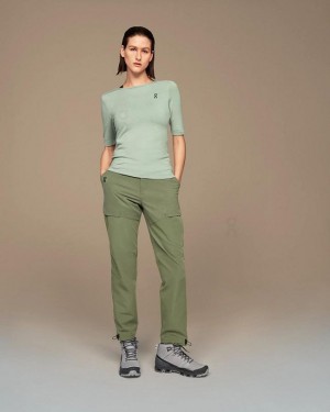 Green Women On Cloud Merino-T T-shirts | IE_ON8730