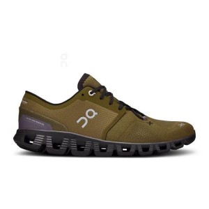 Olive / Purple Men On Cloud Cloud X 3 Road Running Shoes | IE_ON8672