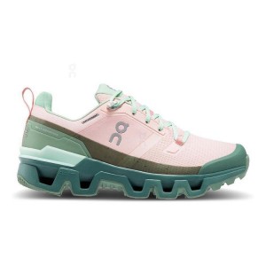 Pink / Green Women On Cloud Cloudwander Waterproof Hiking Shoes | IE_ON8979