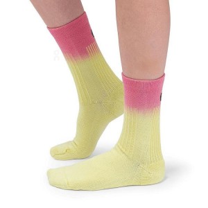 Pink / Yellow Women On Cloud All-Day Socks | IE_ON1172