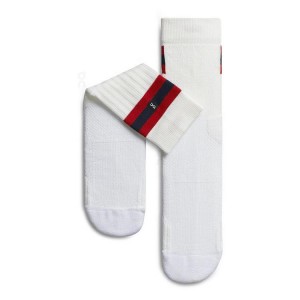 White / Red Men On Cloud Tennis Socks | IE_ON8084