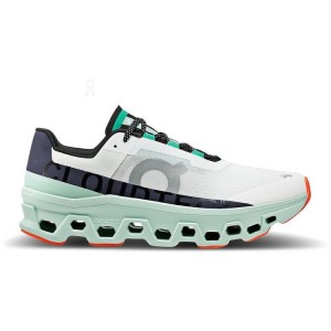 White / Turquoise Men On Cloud Cloudmonster Road Running Shoes | IE_ON8663