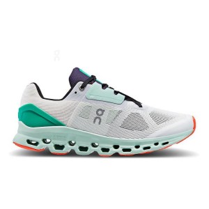 White / Turquoise Men On Cloud Cloudstratus Road Running Shoes | IE_ON8864