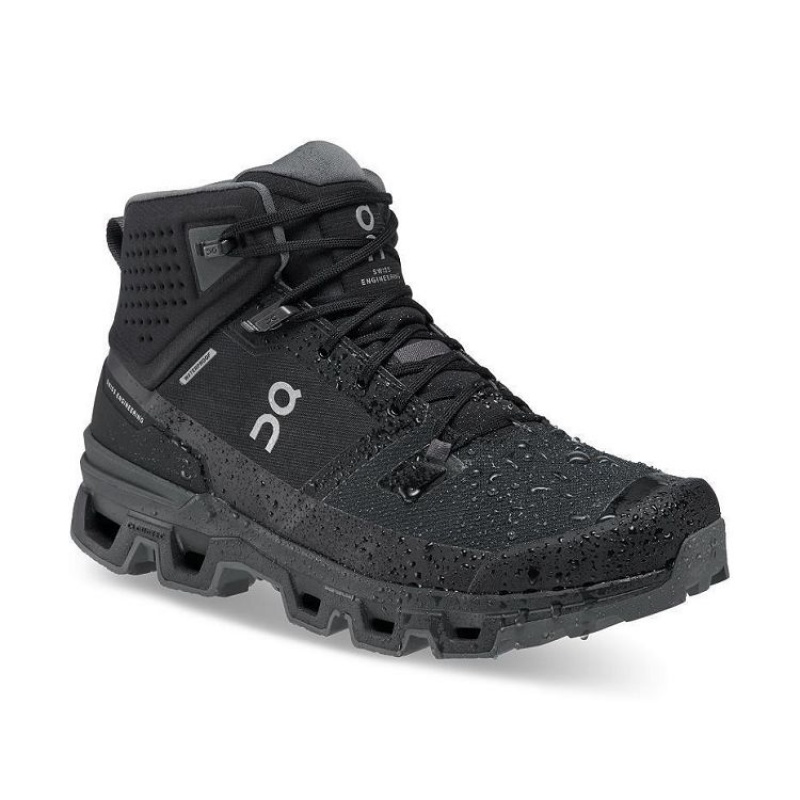 Black Men On Cloud Cloudrock 2 Waterproof Hiking Boots | IE_ON9048