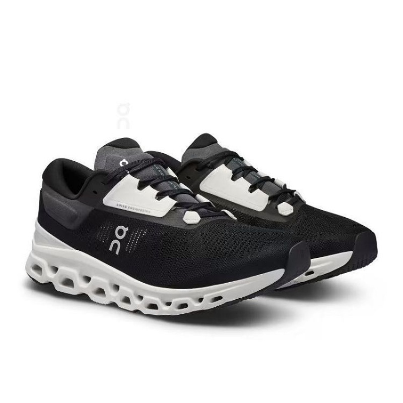 Black Men On Cloud Cloudstratus 3 Road Running Shoes | IE_ON8344