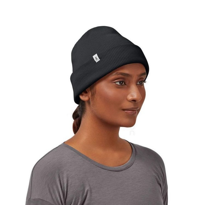 Black Men On Cloud Merino Beanie | IE_ON8479