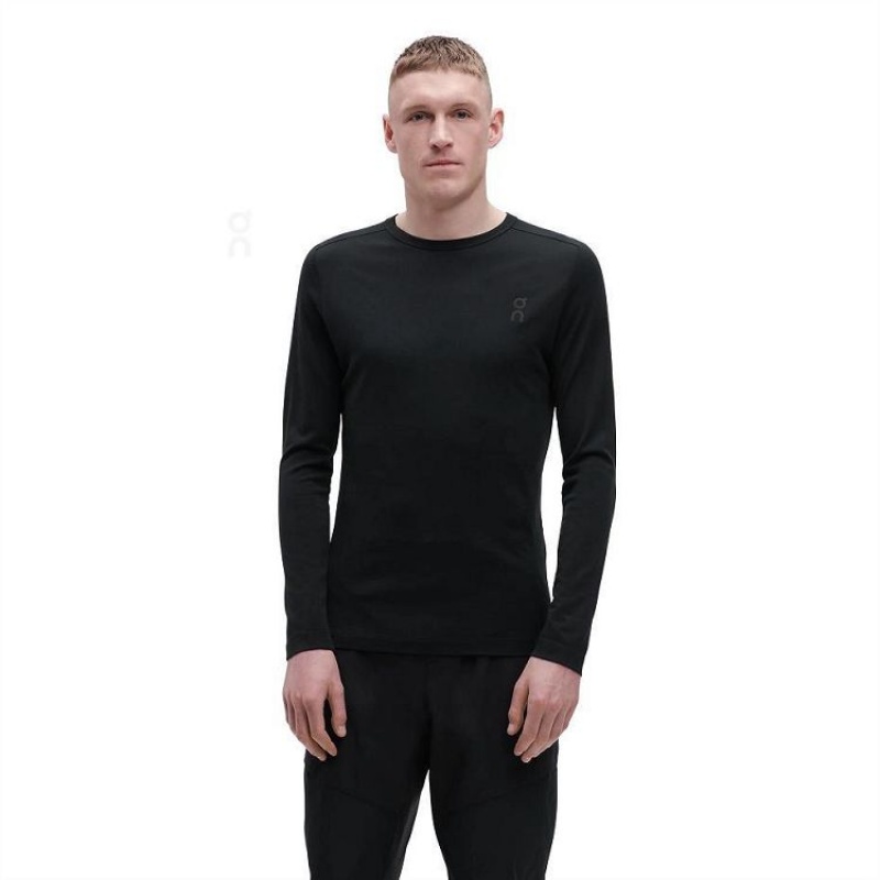 Black Men On Cloud Merino Long-T T-shirts | IE_ON8028