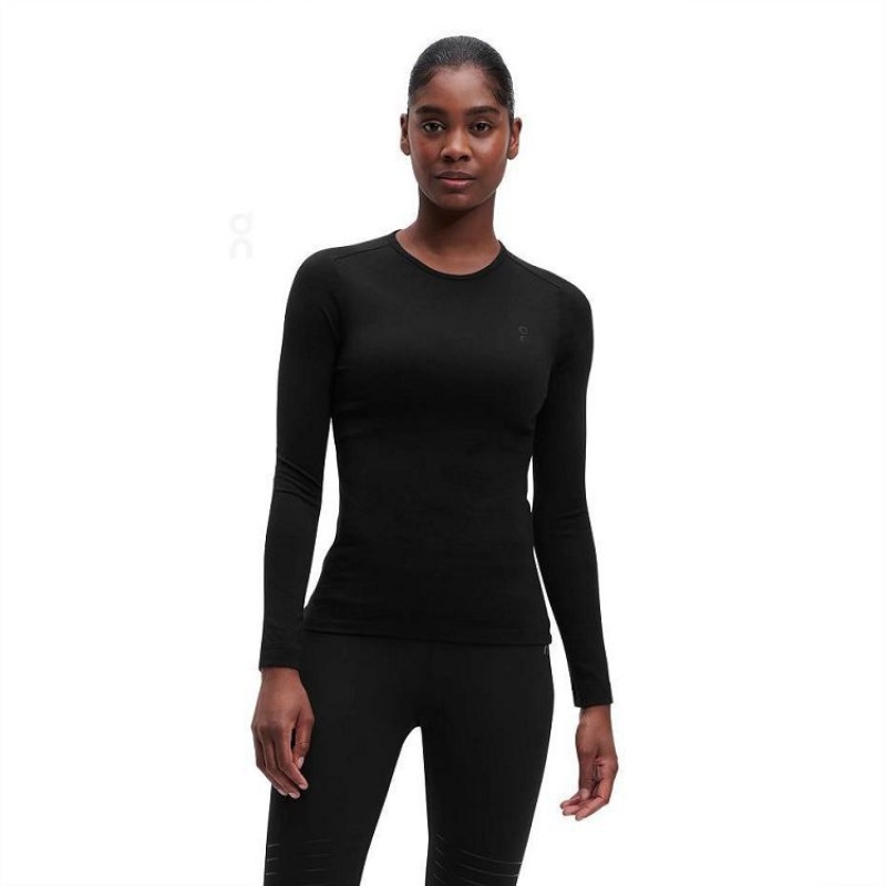 Black Women On Cloud Merino Long-T T-shirts | IE_ON8348