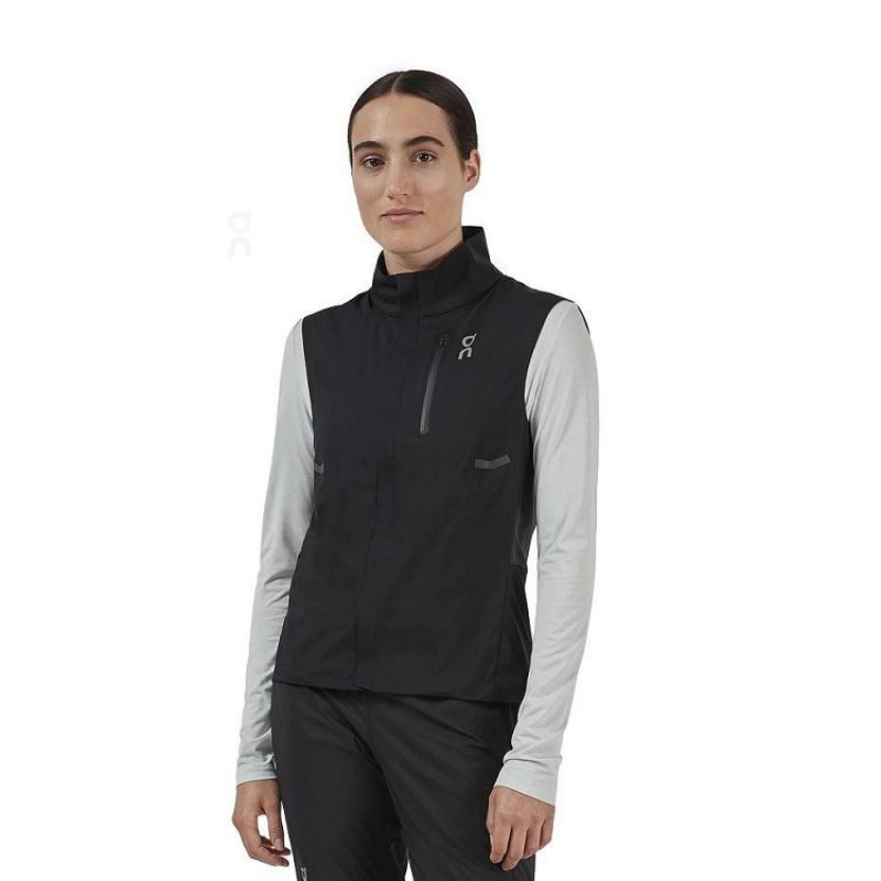 Black Women On Cloud Weather Vest Jackets | IE_ON8391