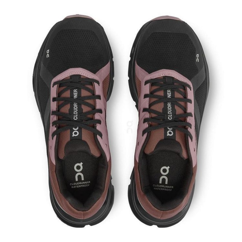 Black / Brown Women On Cloud Cloudrunner Waterproof Road Running Shoes | IE_ON8389