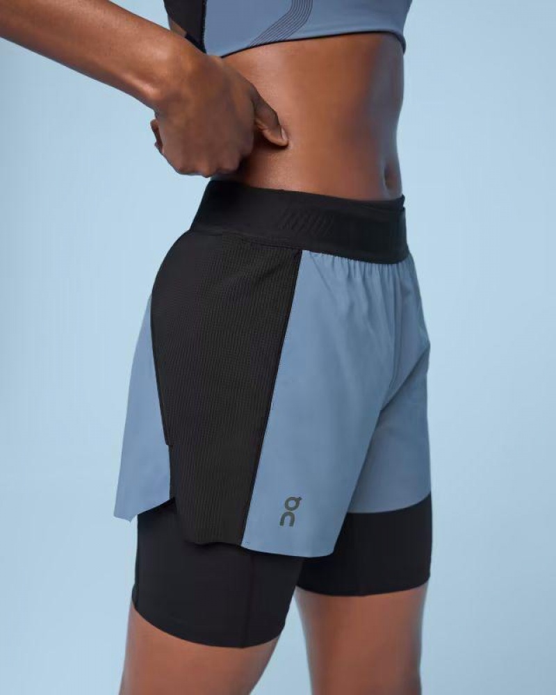 Blue / Black Women On Cloud Active Shorts | IE_ON8290