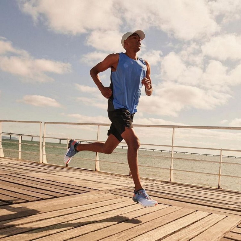 Blue / White Men On Cloud Cloudflow Road Running Shoes | IE_ON8332