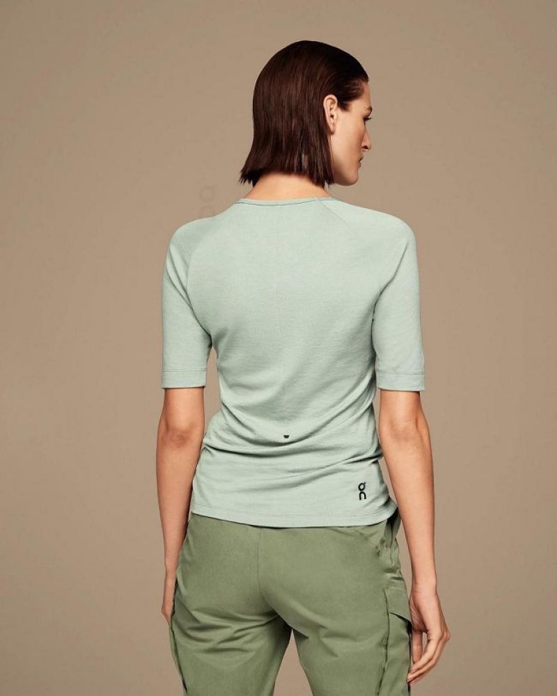 Green Women On Cloud Merino-T T-shirts | IE_ON8730