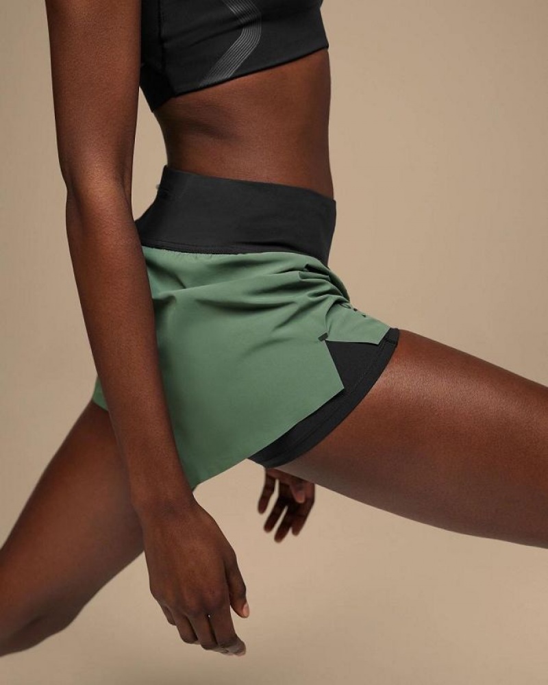 Green Women On Cloud Running Shorts | IE_ON8783