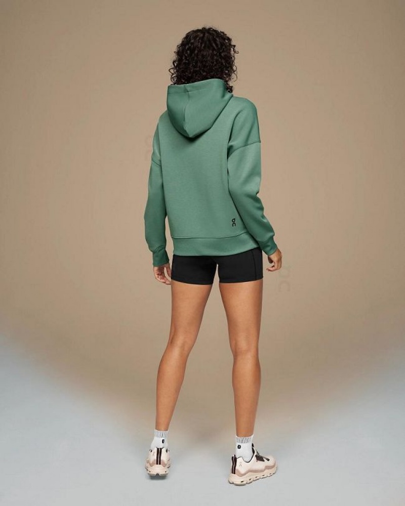 Green Women On Cloud Zipped Hoodie | IE_ON8997