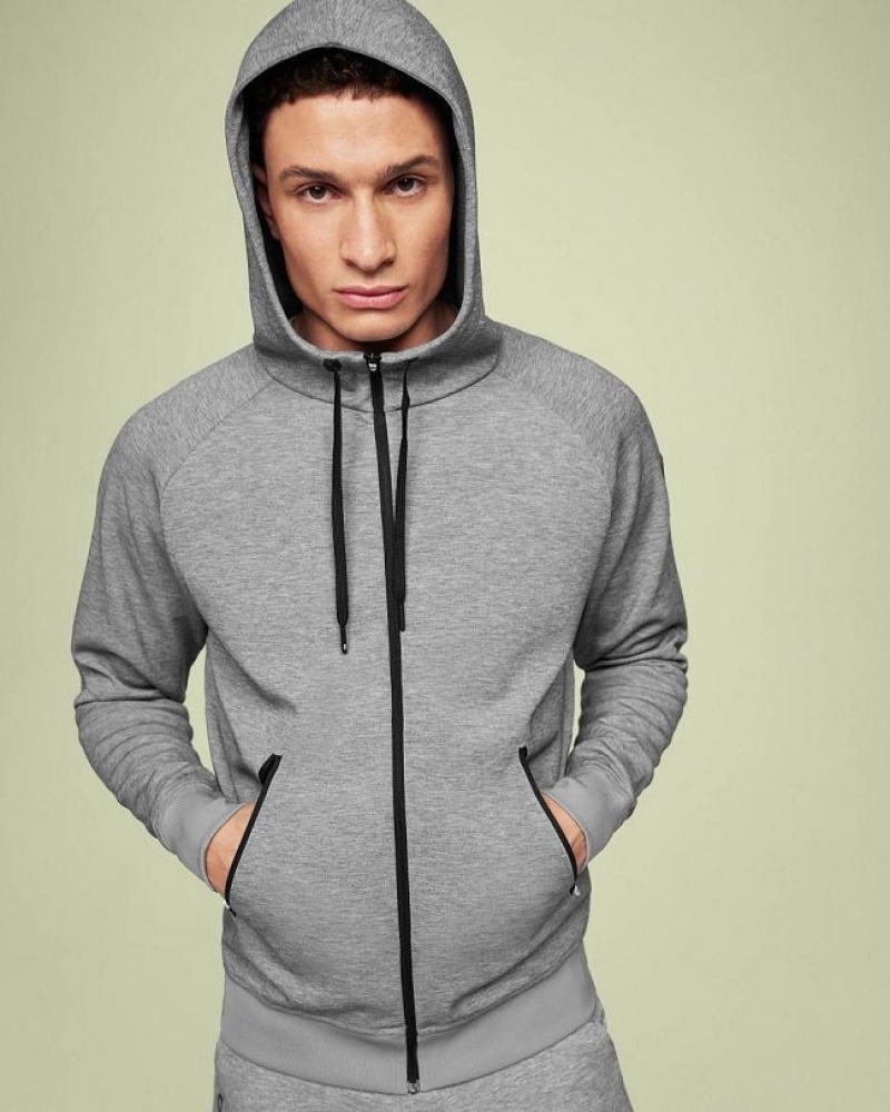 Grey Men On Cloud Zipped Hoodie | IE_ON8671