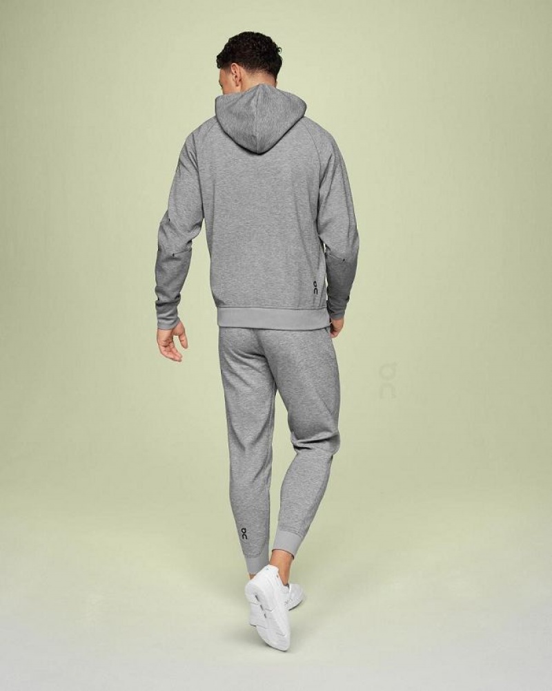 Grey Men On Cloud Zipped Hoodie | IE_ON8671