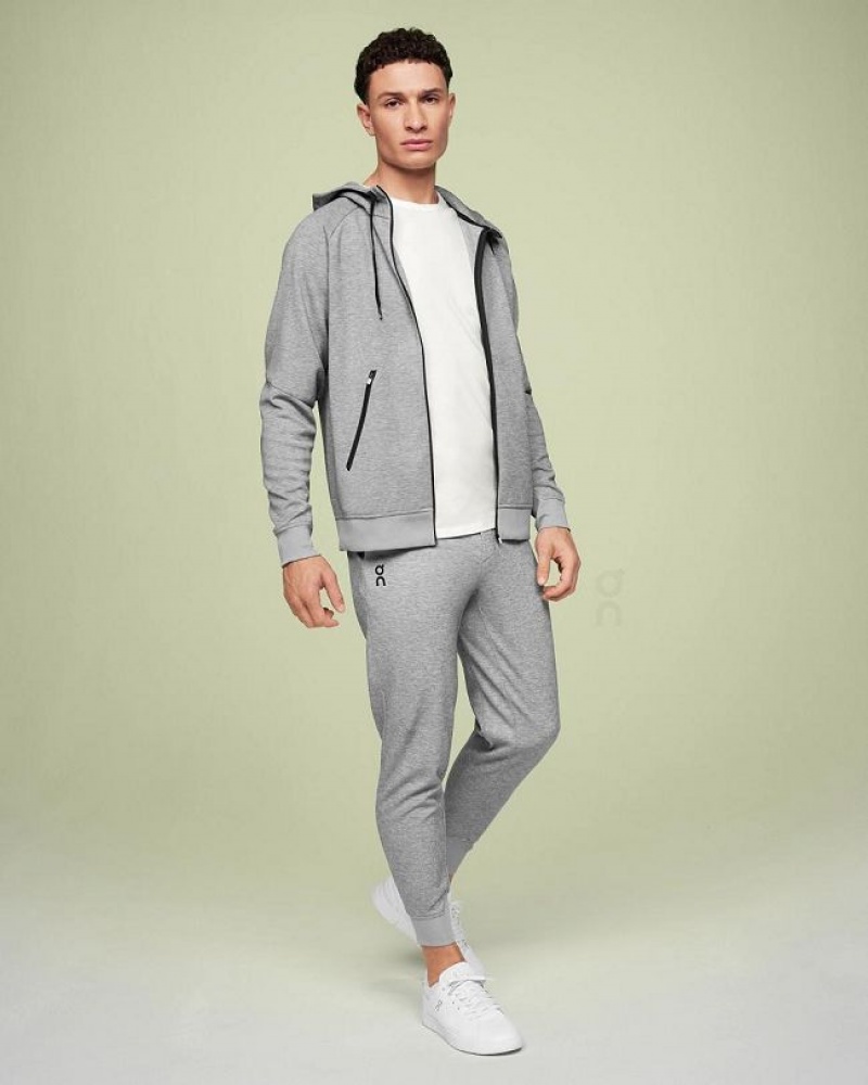 Grey Men On Cloud Zipped Hoodie | IE_ON8671