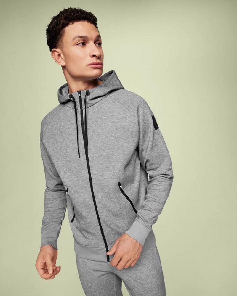 Grey Men On Cloud Zipped Hoodie | IE_ON8671