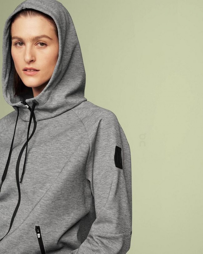 Grey Women On Cloud Zipped Hoodie | IE_ON8984