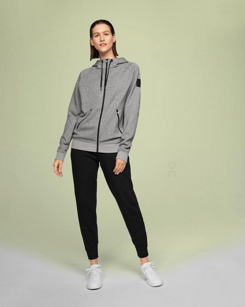 Grey Women On Cloud Zipped Hoodie | IE_ON8984