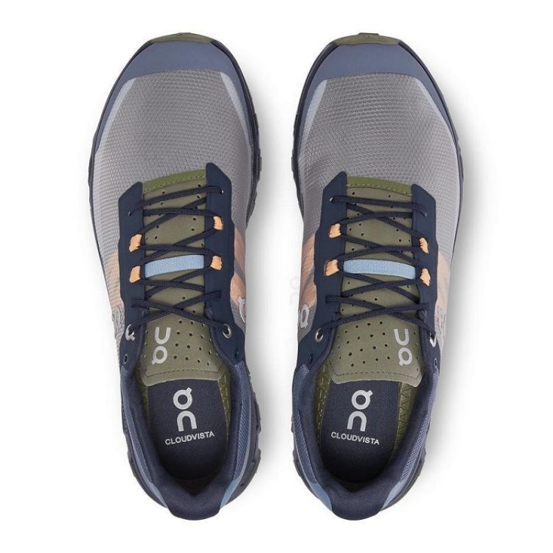 Grey / Olive Men On Cloud Cloudvista Trail Running Shoes | IE_ON8633