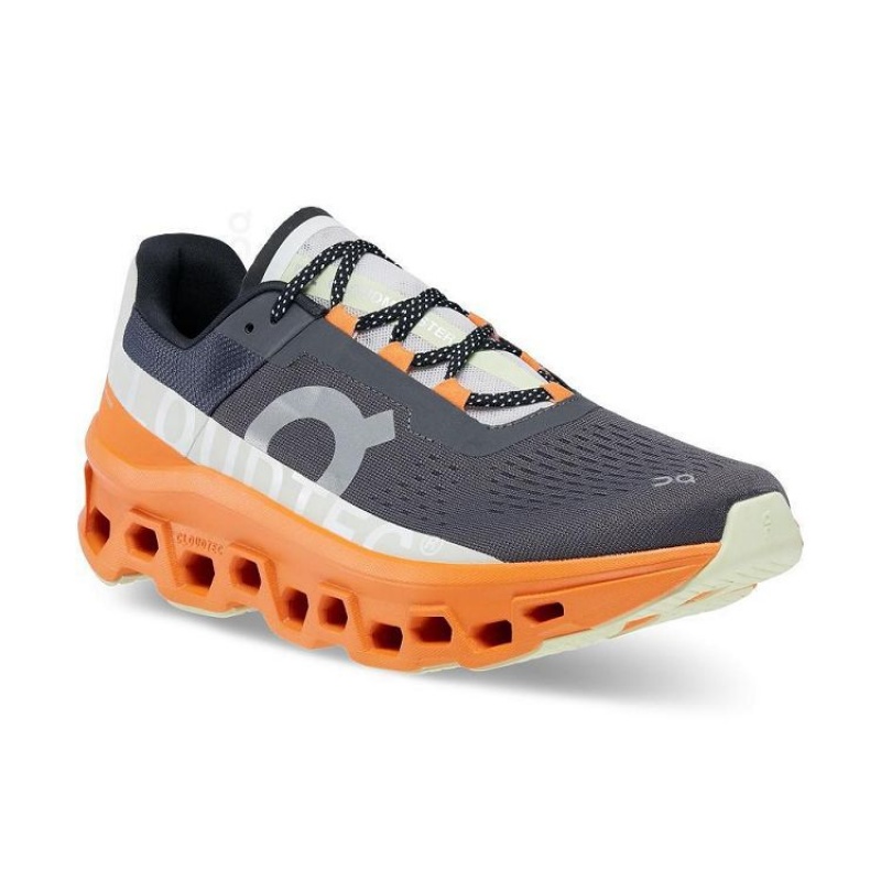 Grey / Orange Men On Cloud Cloudmonster Road Running Shoes | IE_ON8454