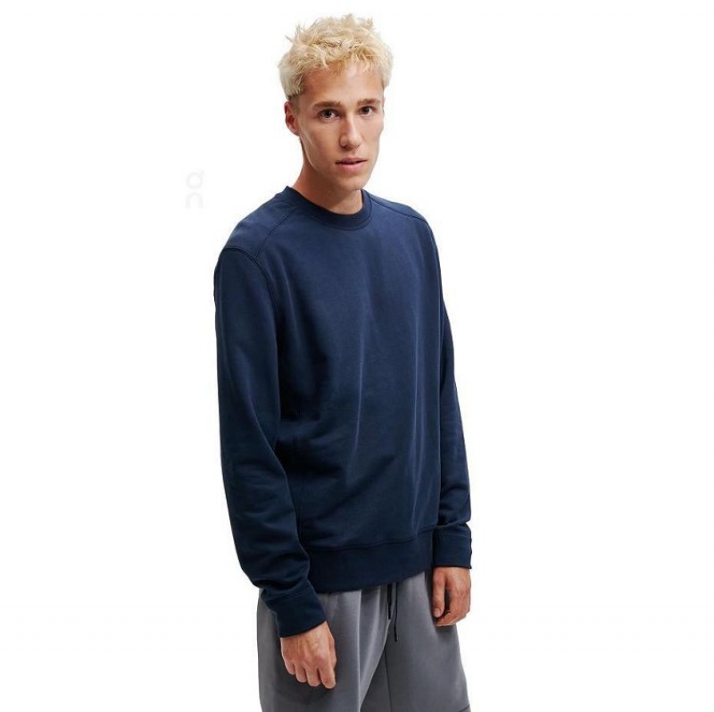 Navy Men On Cloud Crew Neck Sweatshirts | IE_ON8462