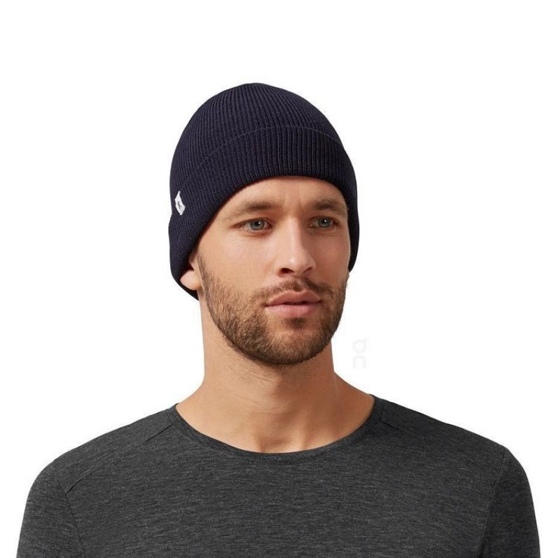 Navy Men On Cloud Merino Beanie | IE_ON8734