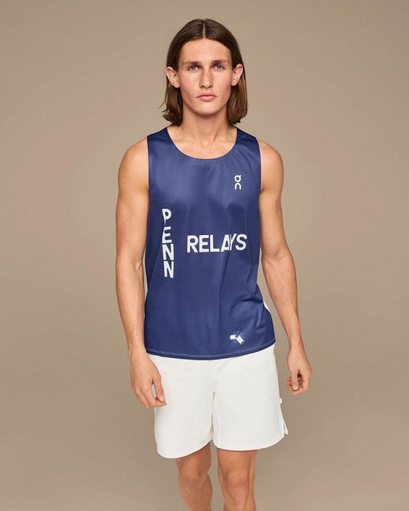 Navy Men On Cloud Penn Relays Singlet Tank | IE_ON8886