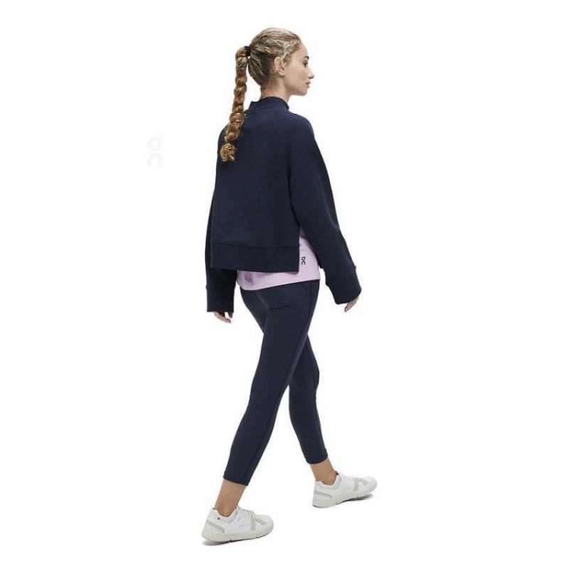 Navy Women On Cloud Crew Neck Sweatshirts | IE_ON8140