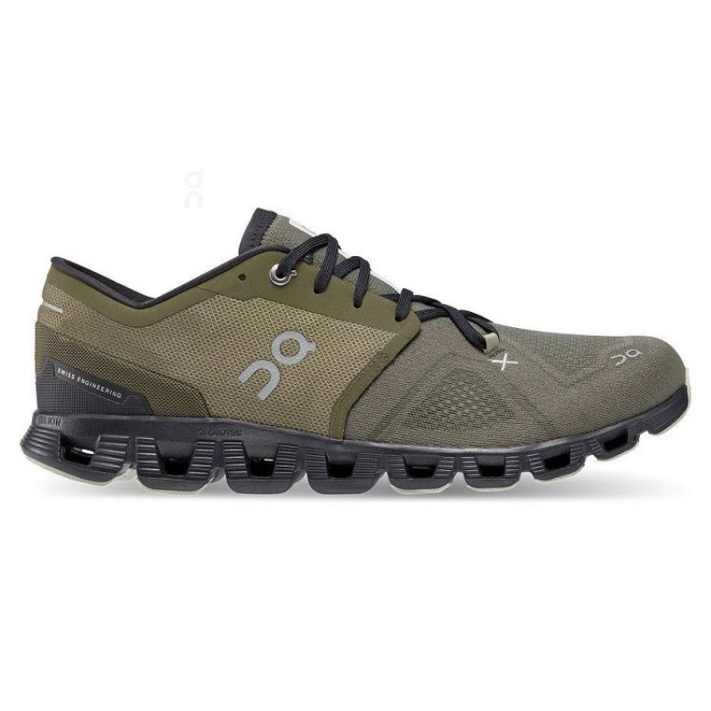 Olive Men On Cloud Cloud X 3 Road Running Shoes | IE_ON8499