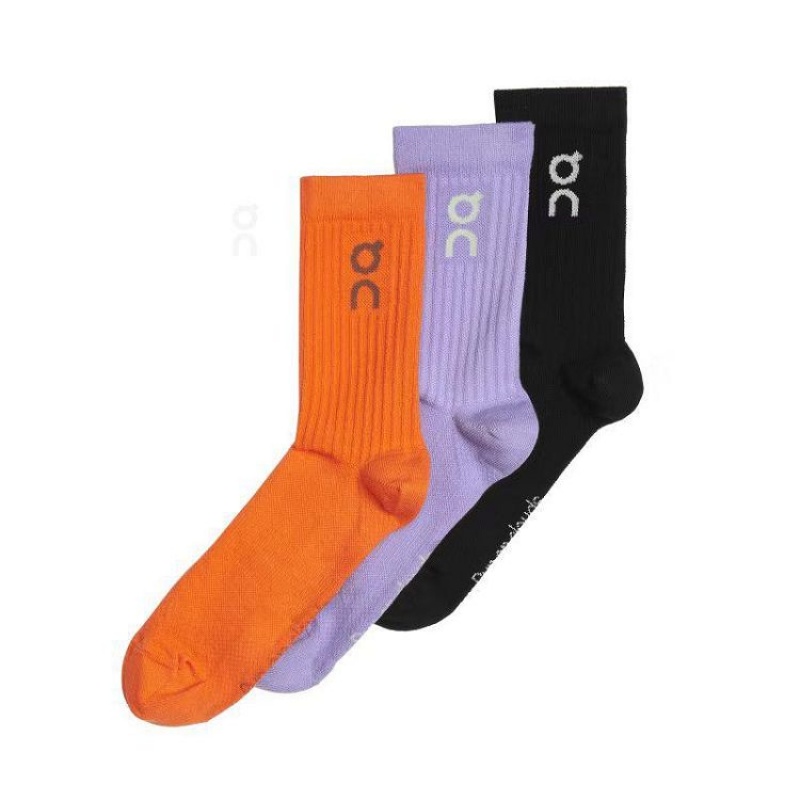 Orange / Purple / Black Women On Cloud Logo 3-Pack Socks | IE_ON8899