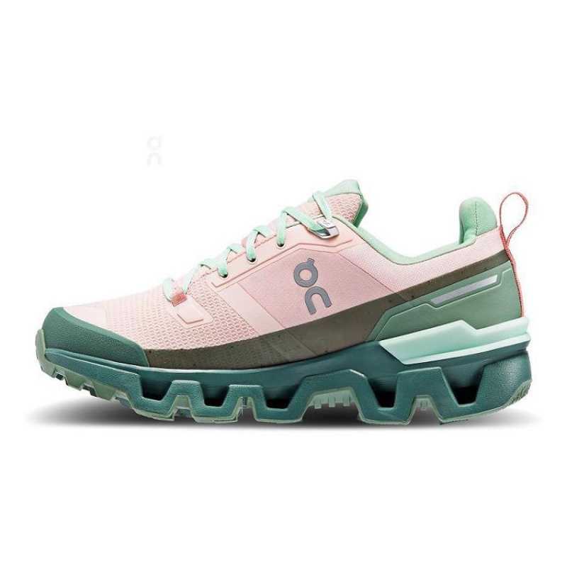 Pink / Green Women On Cloud Cloudwander Waterproof Hiking Shoes | IE_ON8979