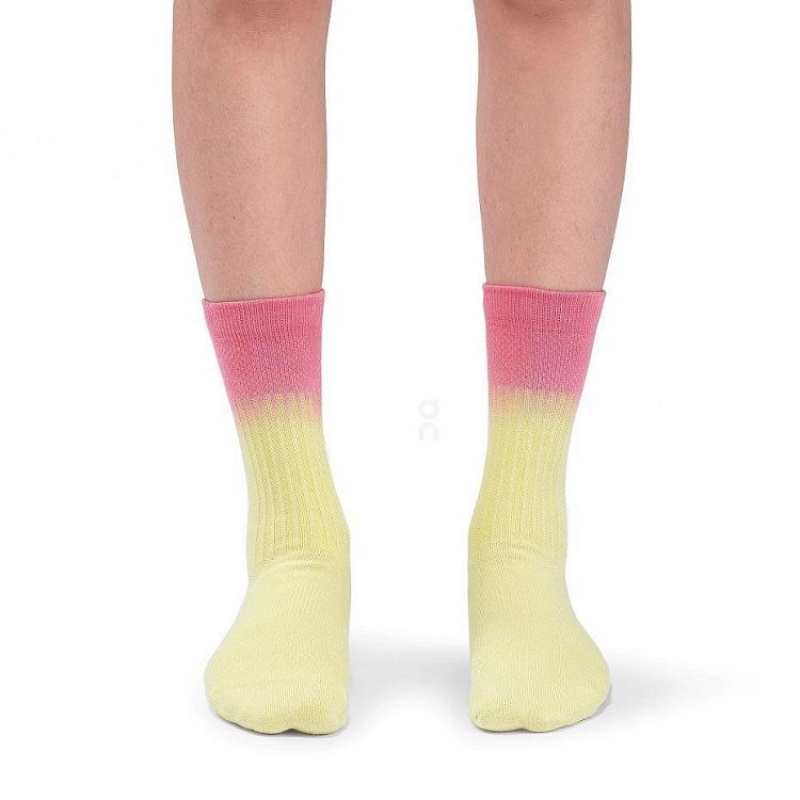 Pink / Yellow Women On Cloud All-Day Socks | IE_ON1172