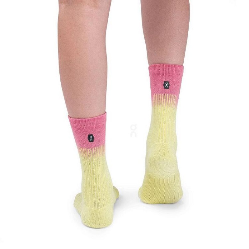 Pink / Yellow Women On Cloud All-Day Socks | IE_ON1172