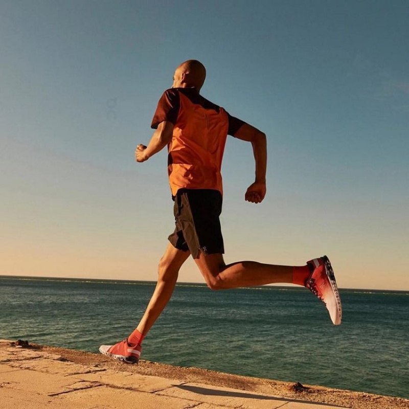 Red / Silver Men On Cloud Cloudflow Road Running Shoes | IE_ON8821