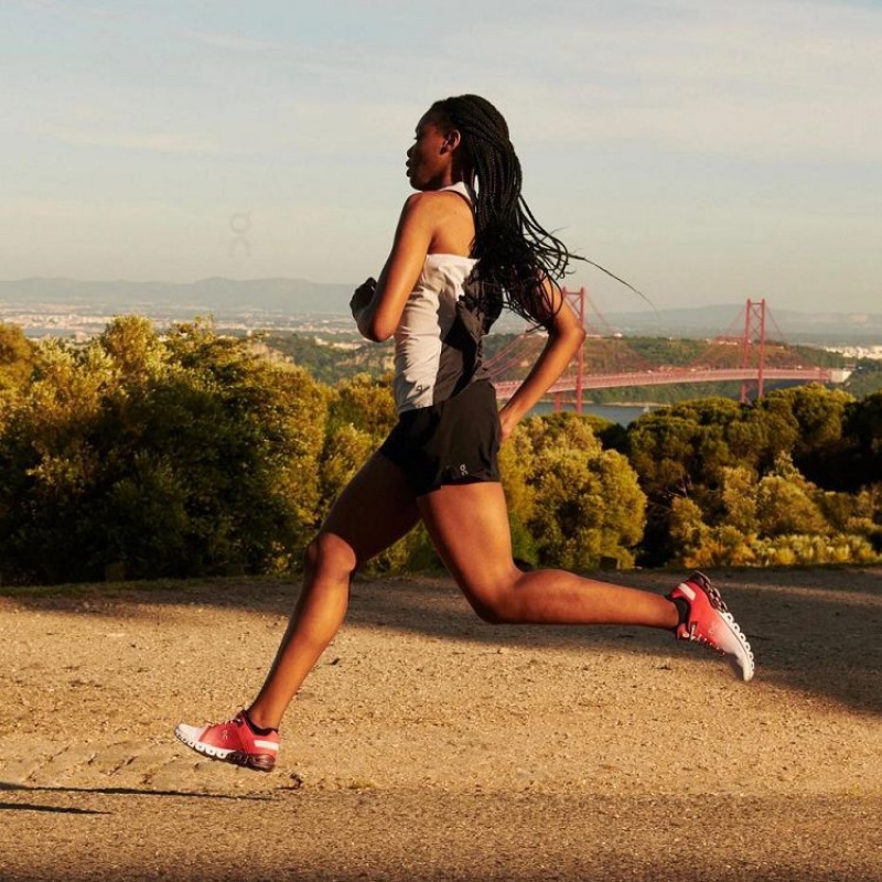 Red / White Women On Cloud Cloudflow Road Running Shoes | IE_ON8135