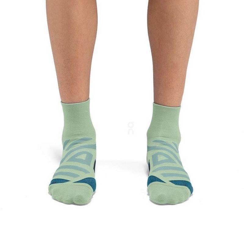 Turquoise Men On Cloud Performance Mid Socks | IE_ON9117