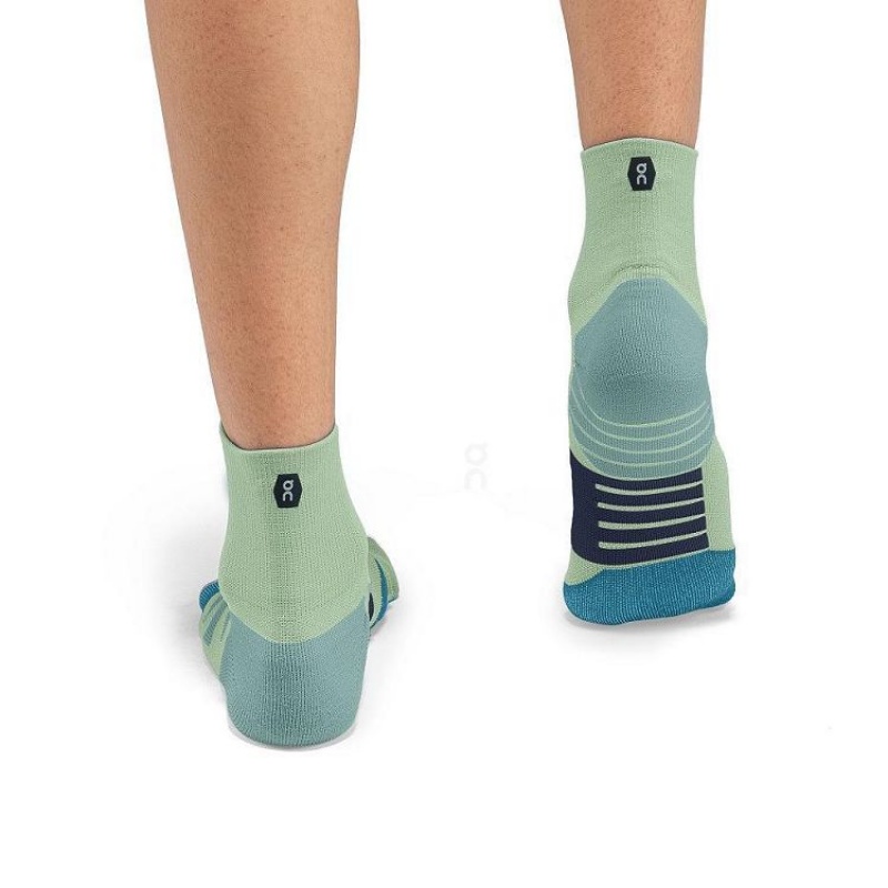 Turquoise Men On Cloud Performance Mid Socks | IE_ON9117