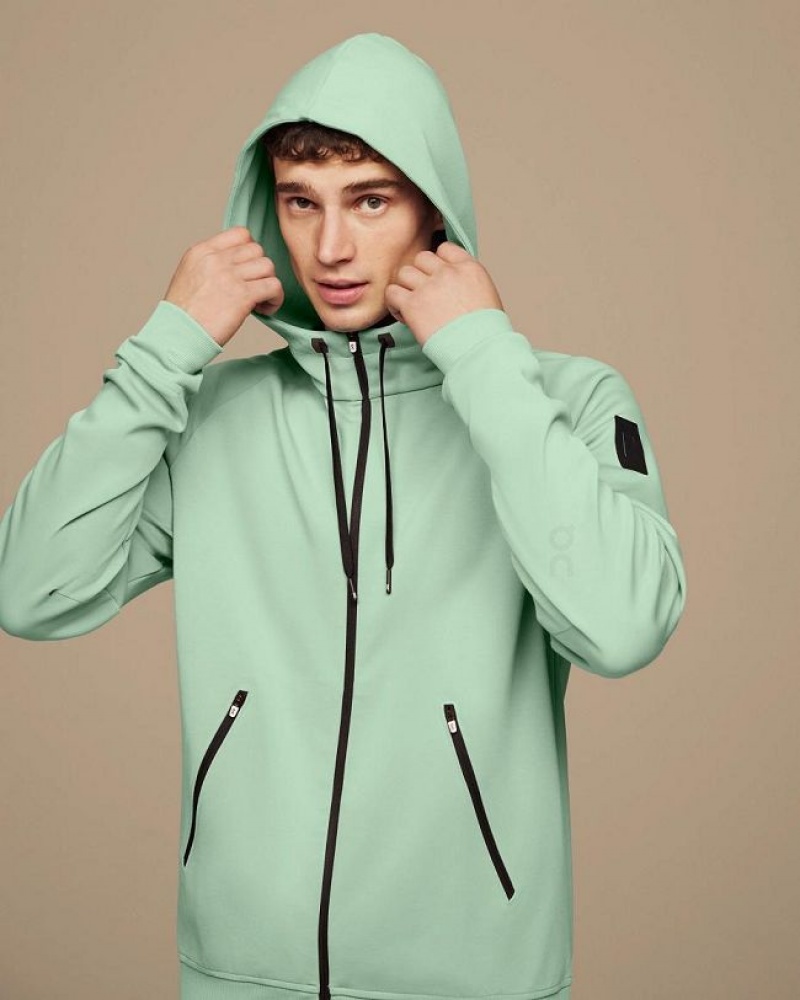 Turquoise Men On Cloud Zipped Hoodie | IE_ON8989