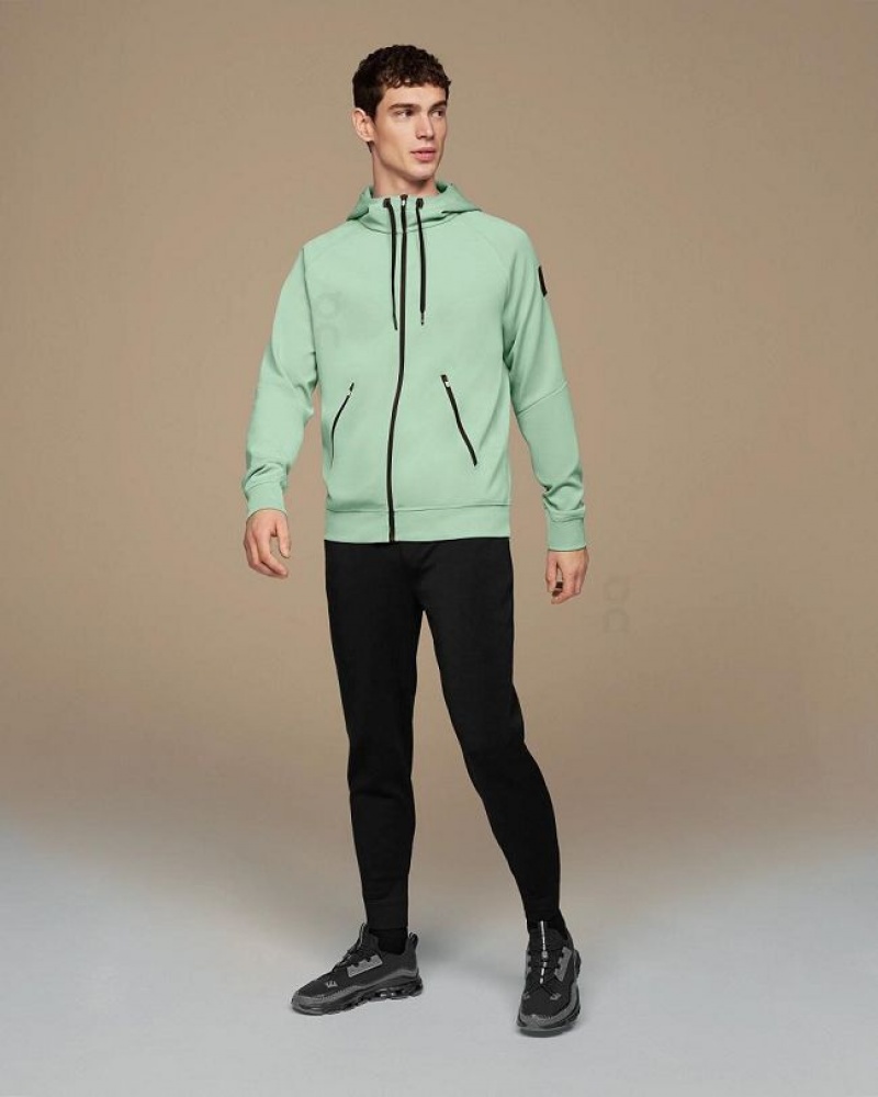 Turquoise Men On Cloud Zipped Hoodie | IE_ON8989