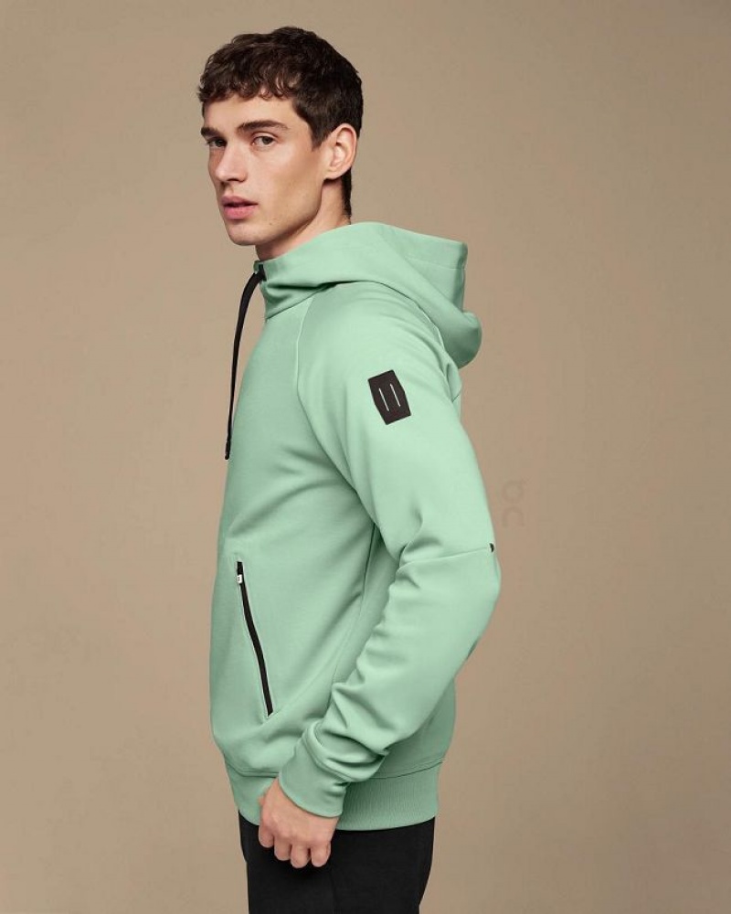 Turquoise Men On Cloud Zipped Hoodie | IE_ON8989