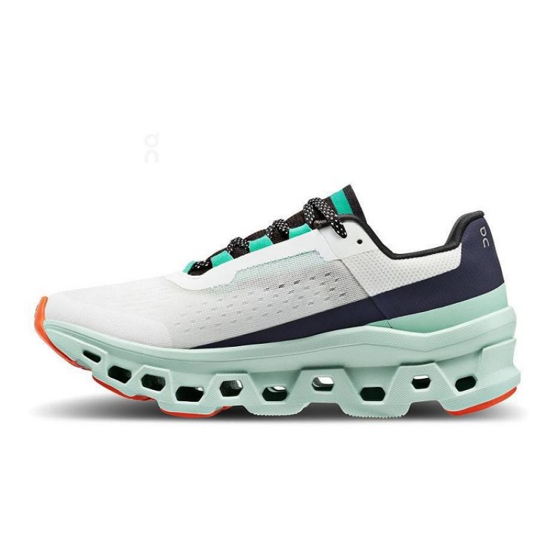 Turquoise / White Women On Cloud Cloudmonster Road Running Shoes | IE_ON8252