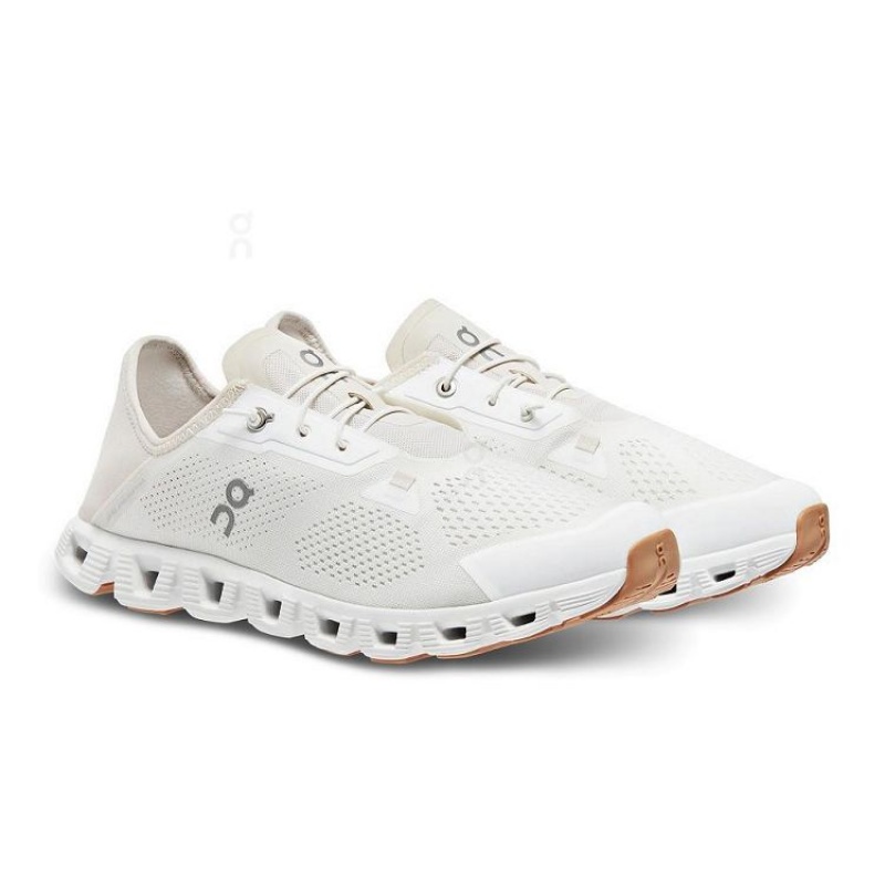 White / Beige Men On Cloud Cloud 5 Coast Sneakers | IE_ON8875