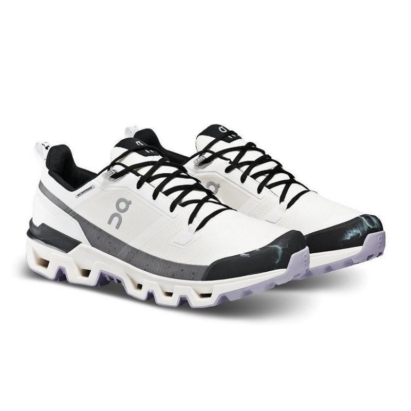 White / Black Men On Cloud Cloudwander Waterproof Hiking Shoes | IE_ON8417