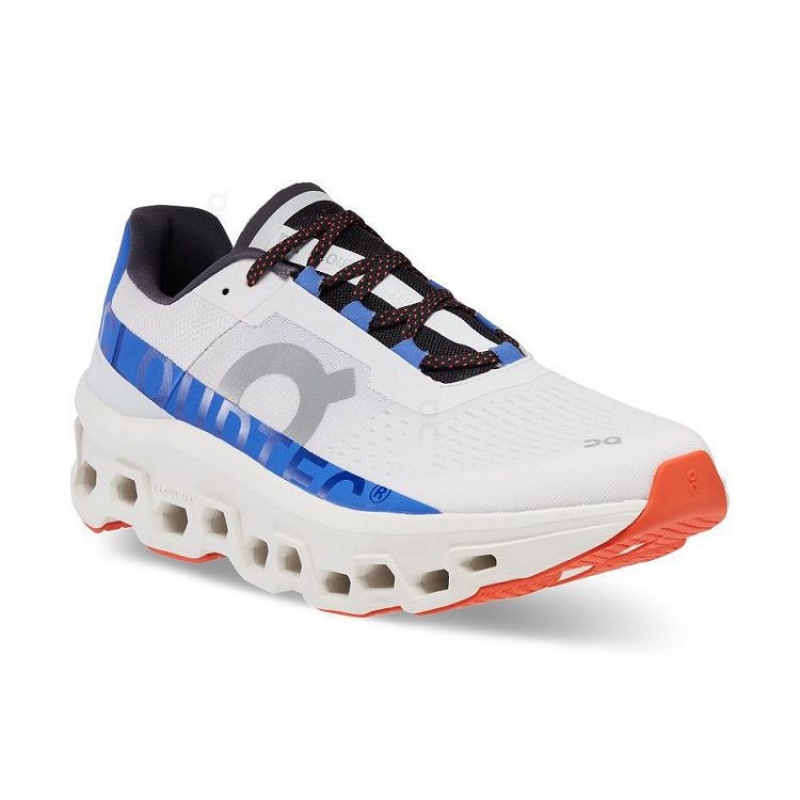 White / Blue Men On Cloud Cloudmonster Road Running Shoes | IE_ON8030