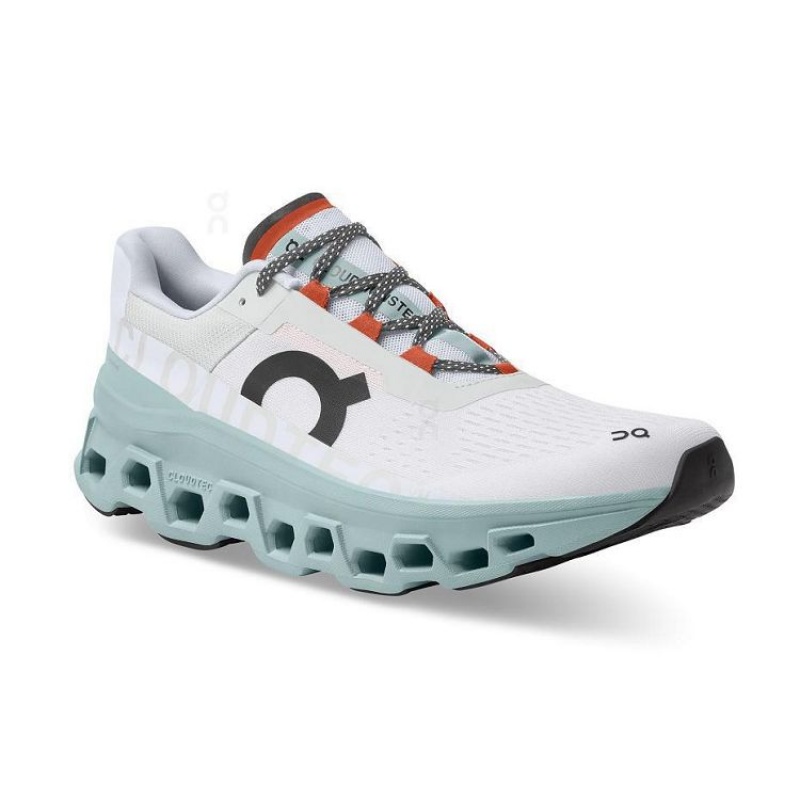 White / Blue Men On Cloud Cloudmonster Road Running Shoes | IE_ON8071