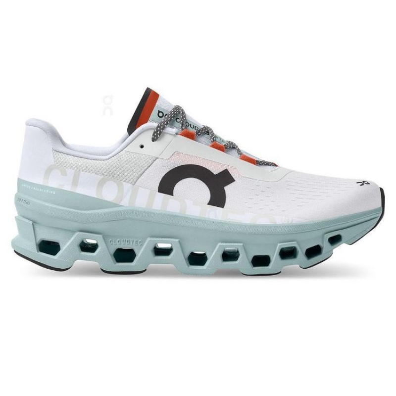 White / Blue Men On Cloud Cloudmonster Road Running Shoes | IE_ON8071